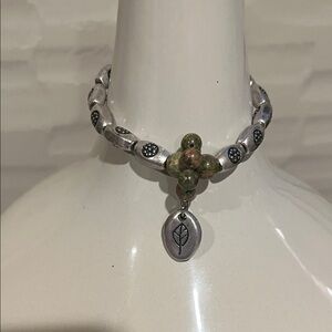 Chico's Silver Bracelet with Green Accents